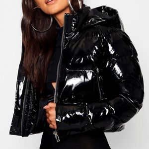 Boohoo black puffer coat